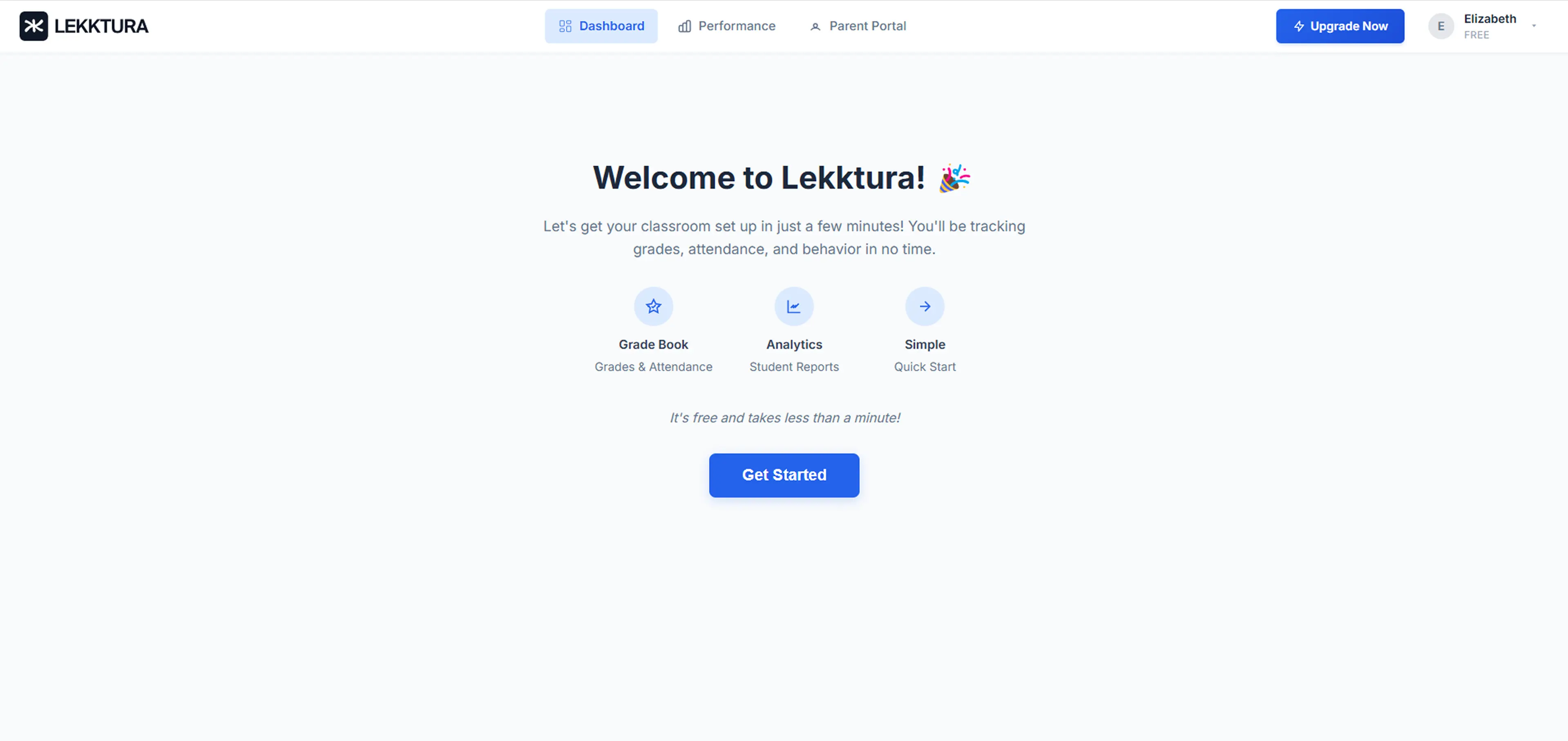 Lekktura onboarding screen guiding teachers through setup and core tools